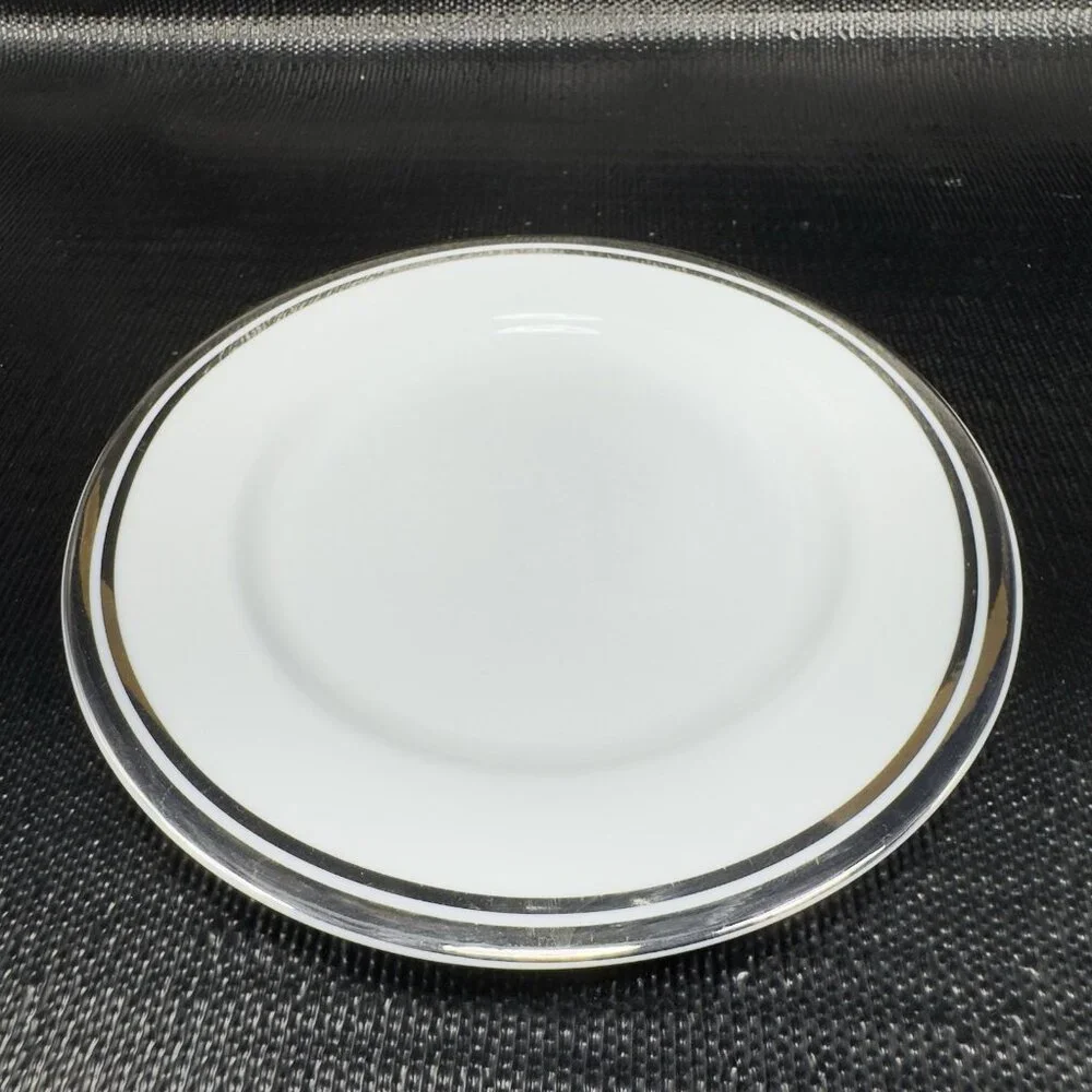 2005 Royal Doulton Pure Platinum Double Silver Band Plate Dish 7.5inch Set‎ 3